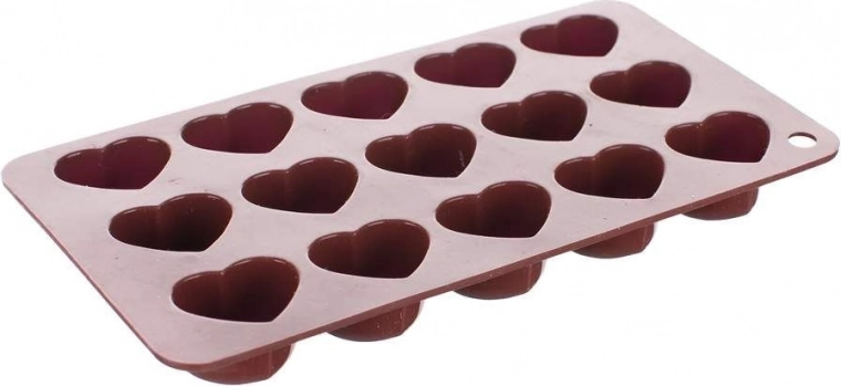 Silicone chocolate mold – 15 hearts BANQUET Culinaria Brown