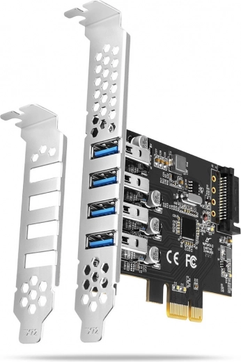 PCIe USB 3.2 Gen 1 Controller with 4 Ports, UASP, Renesas Chipset, SATA Power