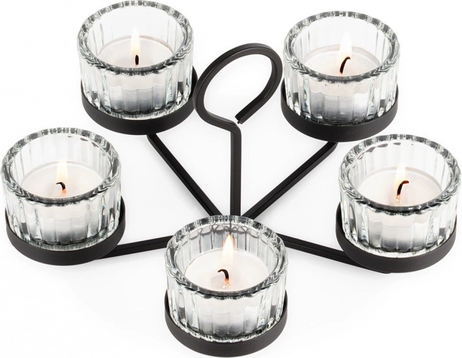 Metal candle holder for 5 tealights with glass cups, black 21 × 21 × 12 cm