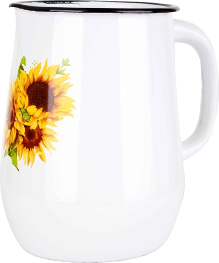 Enamelled Pitcher 2.5 L with Sunflower Design