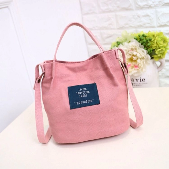 Fabric messenger bag pink