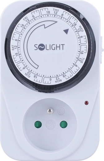 Solight механичен седмичен таймер (времеви превключвател) за контакт