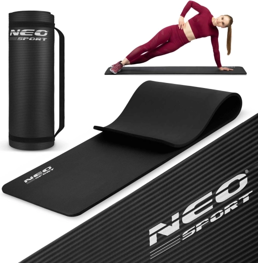 Фитнес постелка Neo Sport 183 × 60 см, екстра дебела, черна