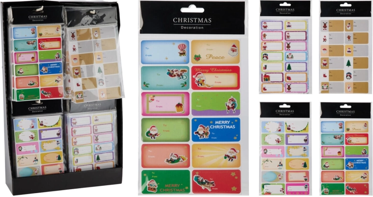 Self-adhesive Christmas name tags – mix of designs
