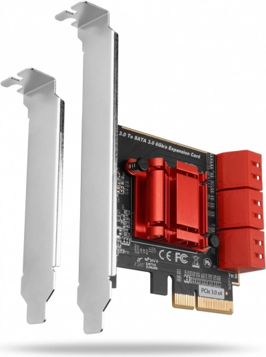 Axagon PCIe контролер 6x вътрешни SATA 6G ASM1166 (SP и LP)