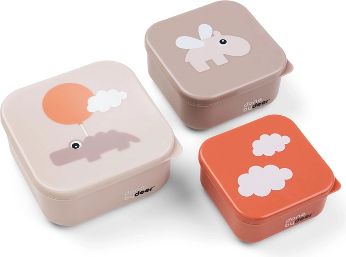 Done by Deer комплект кутии за закуски Happy clouds розов (3 бр.)