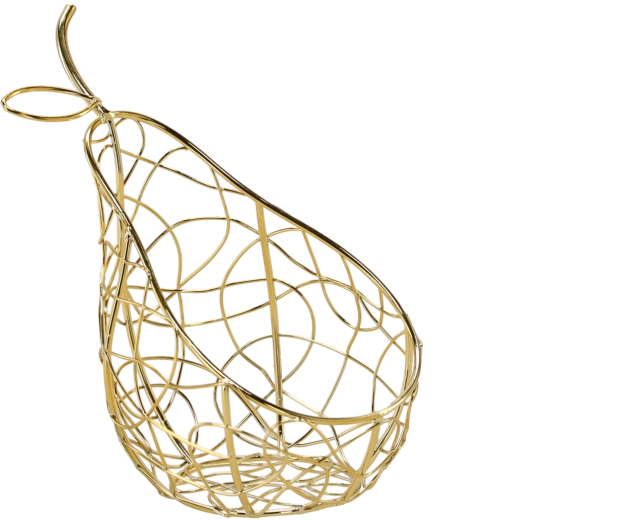 Gold Metal Pear-Shaped Basket
