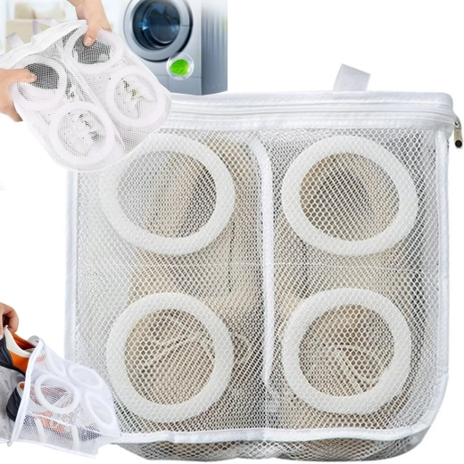 Mesh laundry bag for washing children's shoes with zipper