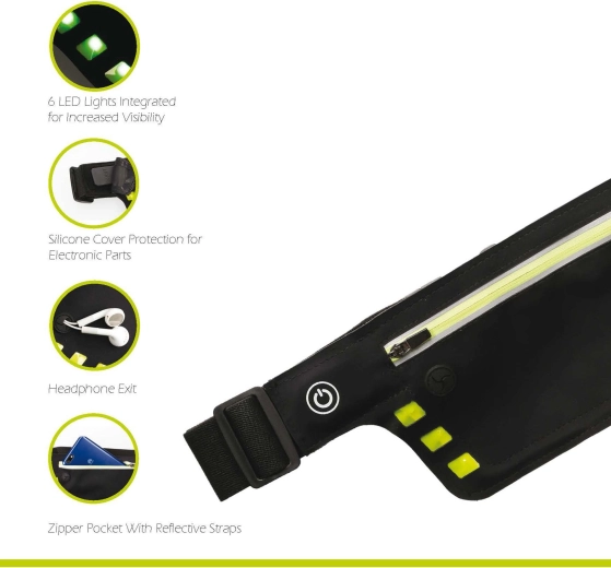 Wheel-Bee бягаща чантичка за кръста Night Runner с LED осветление