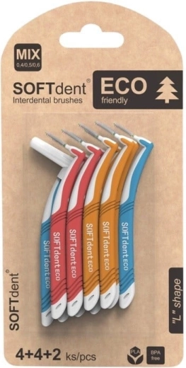 Softdent eco извити интердентални четки микс (4× XS, 4× S, 2× M)