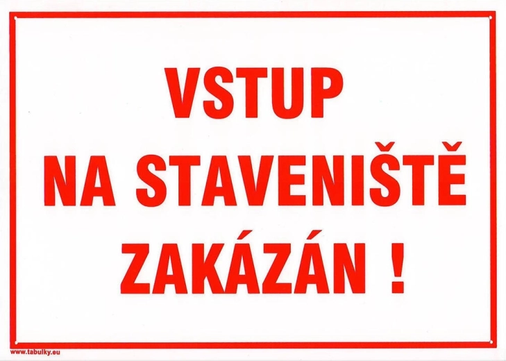 Safety sign – construction site entry prohibited, A4 plastic 210 × 297 mm