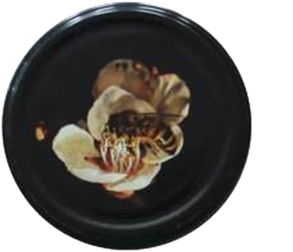 Black preserving jar lid TO 82 with bee motif (6 lugs)