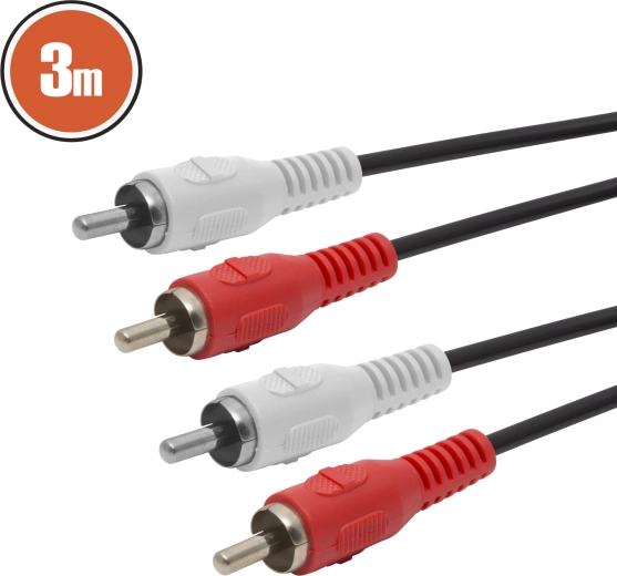 RCA audio cable 3 m, red and white