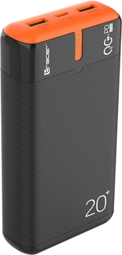 Tracer EnerGen 20,000 mAh Power Bank with PD and QC 3.0, black–orange