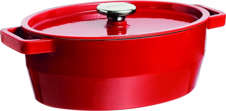 Чугунена тенджера с капак Pyrex 4 л, тъмночервена
