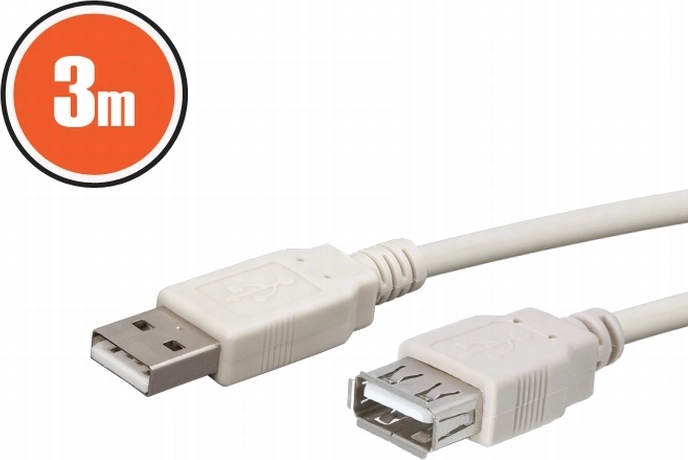 USB удължителен кабел A, 3 м, бял