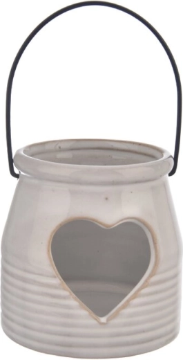 Gray Ceramic Heart Candle Holder