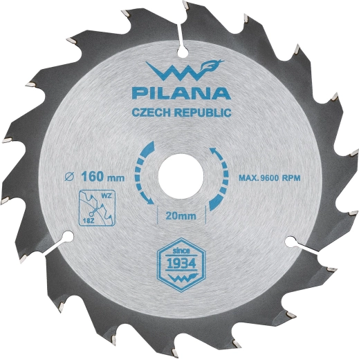 Пилов диск PILANA 160 мм, 18 зъба, WZ, SK