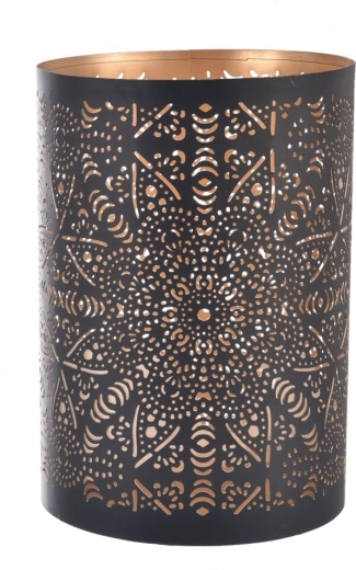 Свещник Mandala от метал, черен и златен, 22 см
