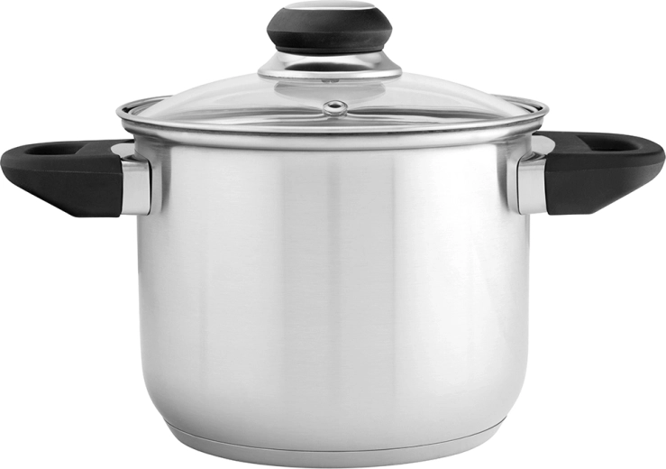 Altom Design Emilio stainless steel tall pot 2.3 L with glass lid, 16 cm
