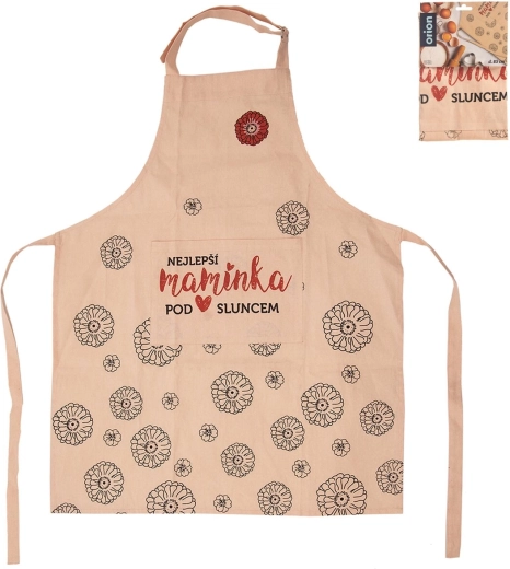Cotton kitchen apron with “Best Mom” print