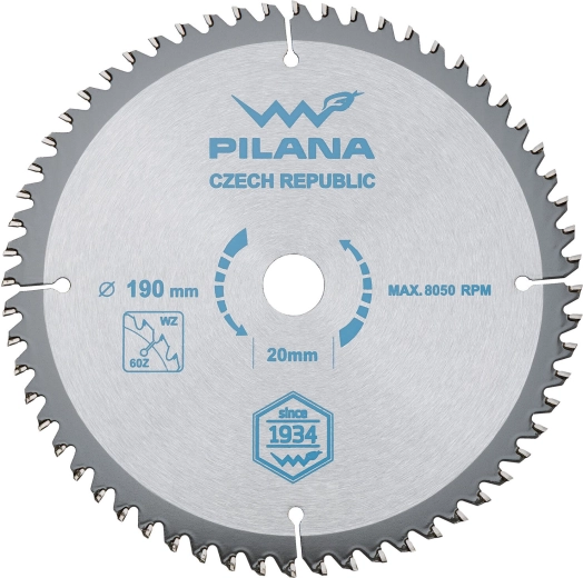 Циркулярен диск PILANA 190 мм, 60 зъба, SK за дърво