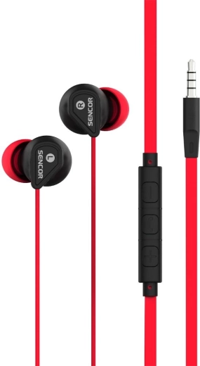 Sencor red in-ear headphones with microphone