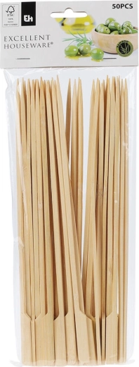 Bamboo grilling skewers with handle 25 cm (50 pcs)