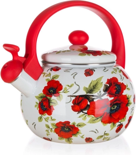 Емайлиран свирещ чайник Poppy 2,2 л