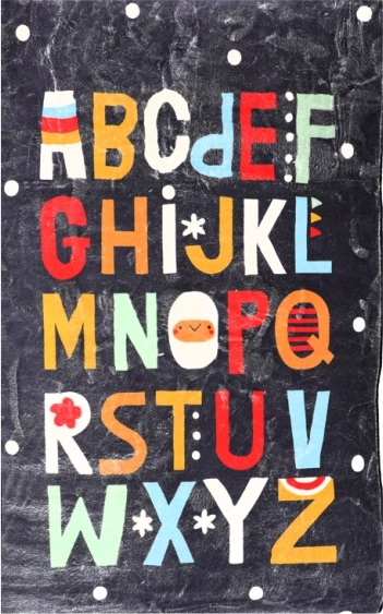 Rug, baby crawling mat, 140 x 80 cm, Alphabet, dark blue