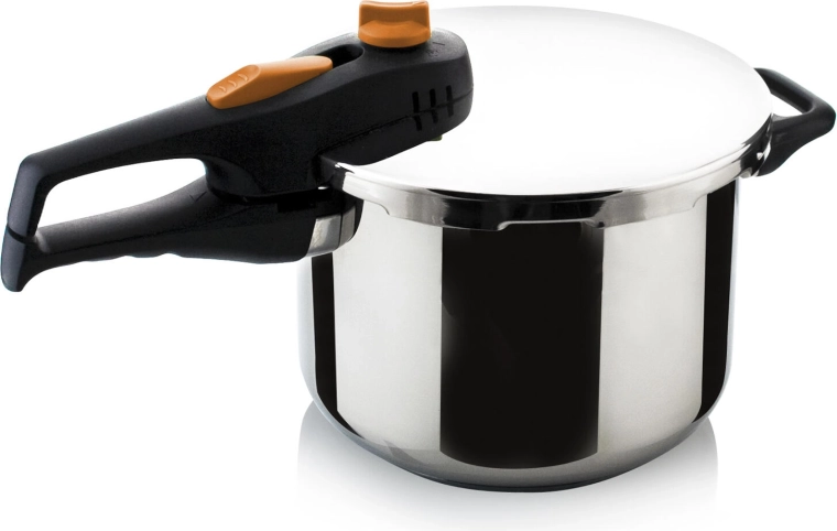 Adagio 4 L Pressure Cooker in Stainless Steel with Orange Controls