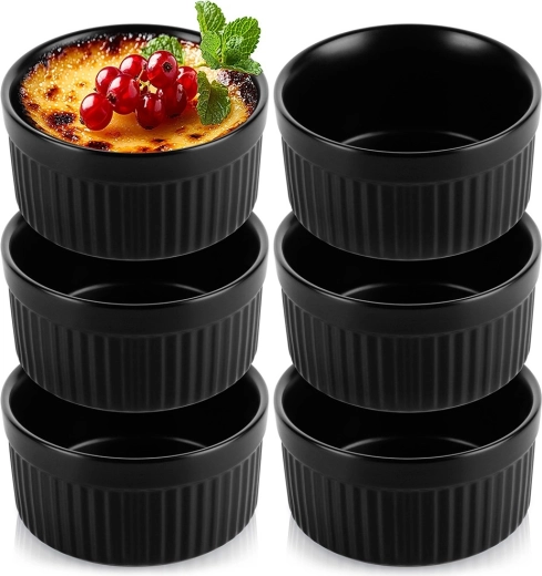 Керамични формички за запичане черни 260 ml, комплект 6 бр