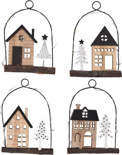 Hanging house decoration with LED lighting (wood and metal)