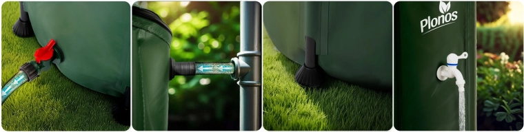 Easy water draw-off: tap and hose connection