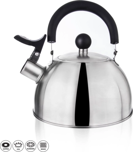 Stainless steel whistling kettle, matte, 2 l