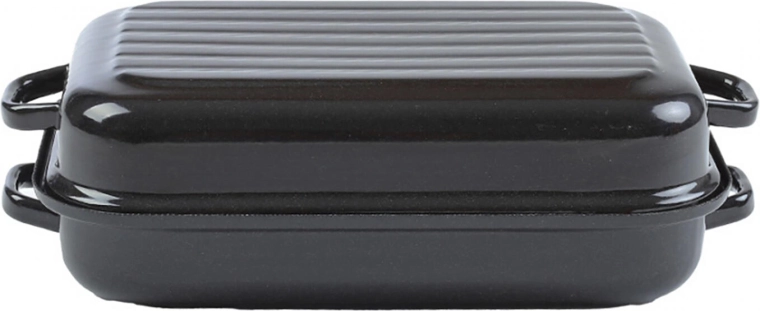 Enamel Roaster with Lid 40 × 26 cm – 2-piece, ridged bottom