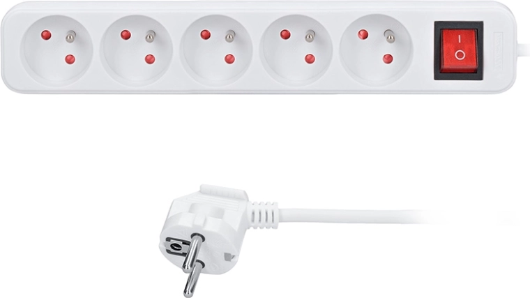 Solight extension cord 5 sockets 5 m white with switch