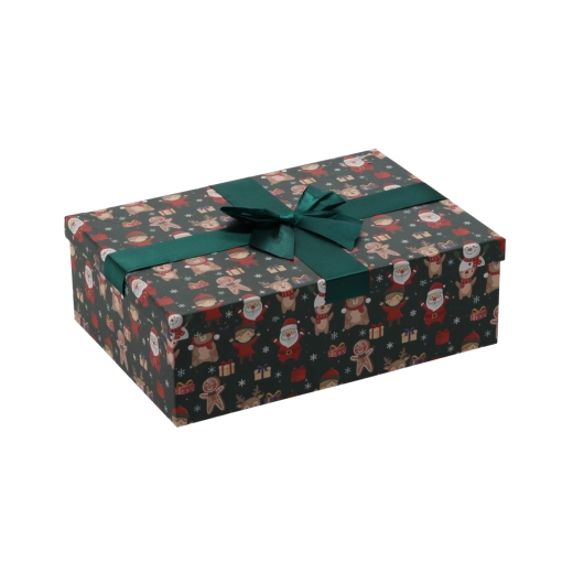 Christmas gift box with green bow 26.5 × 18 × 7 cm - 1 piece