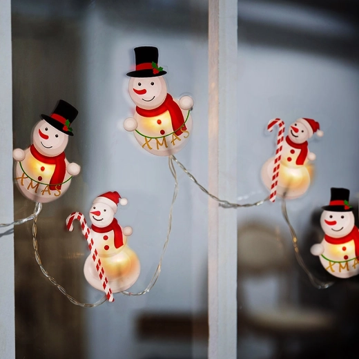 6 glowing snowmen with warm white light