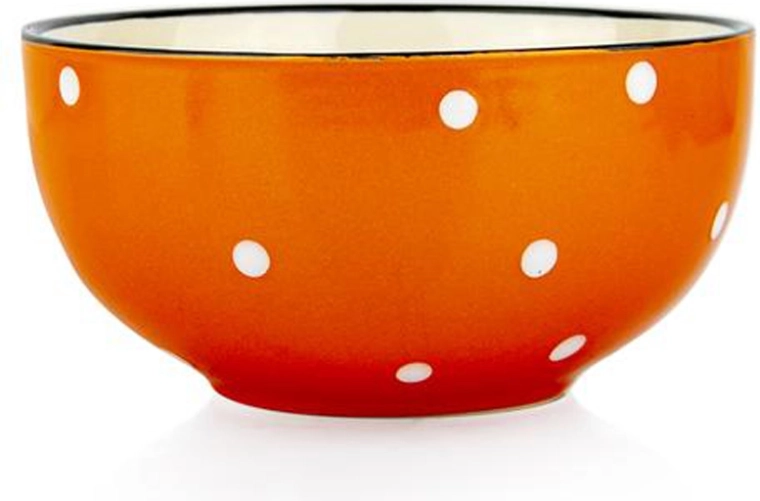 Ceramic bowl orange with white polka dots 490 ml, 13 cm