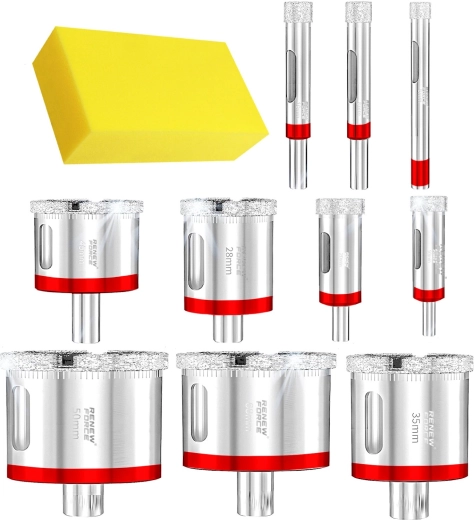 Renew Force Electroplated Diamond Hole Saw Set 6–68 mm, 10 Pieces