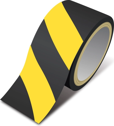 Yellow-black warning self-adhesive tape 50 mm x 33 m