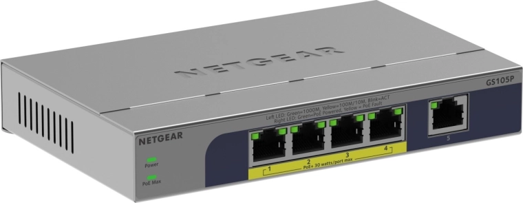 Netgear неуправляем 5-портов гигабитов суич с PoE+