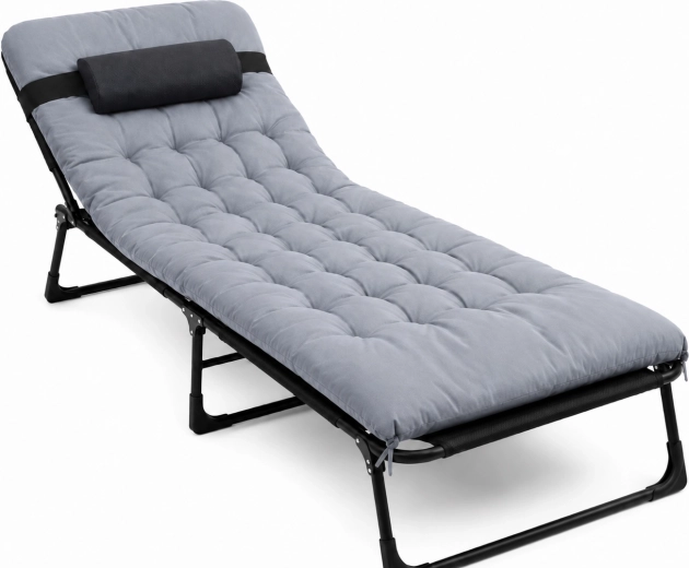Premium folding camping cot 200 × 68 cm, black-grey