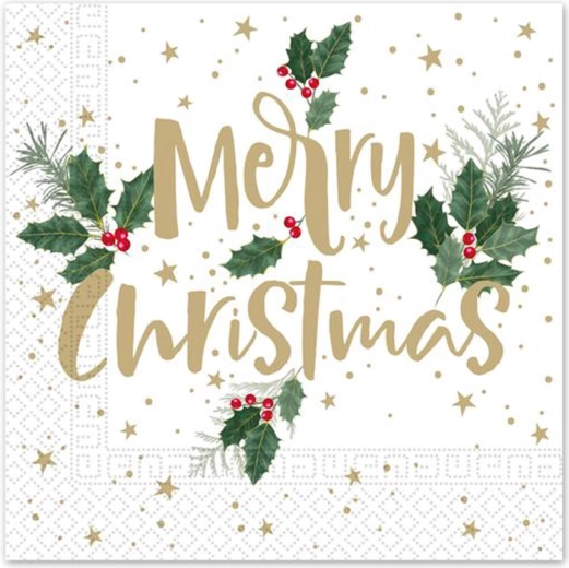 Christmas paper napkins 33 × 33 cm, 3-ply, Merry Christmas, 20 pcs