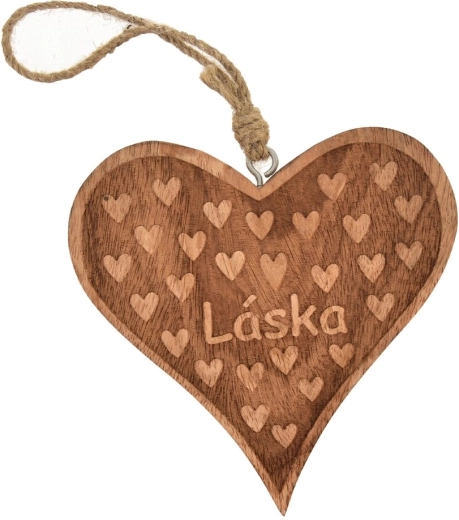 Hanging Heart Decoration Made of Mango Wood – “Love”