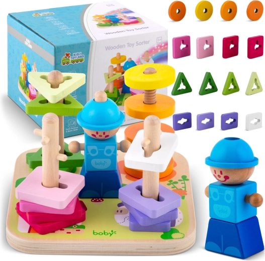 Дървен сортер за форми и сглобяване Ricokids