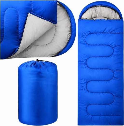 Tourist mummy sleeping bag 2-in-1 with hood 210 × 70 cm, blue