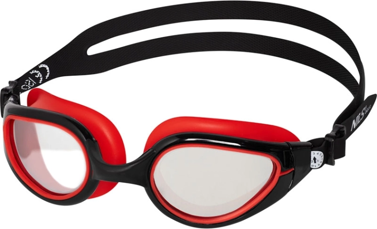 NILS Aqua swimming goggles with anti-fog and UV protection, black/red