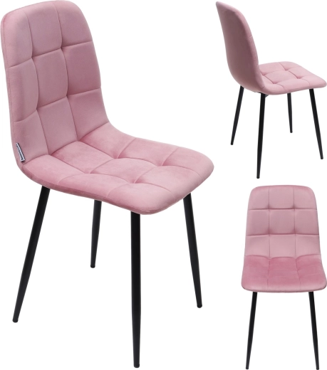Upholstered velvet chair for the dining room and living room, pink